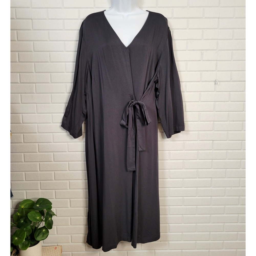 Pure Jill Side Tie Dress‎ Size 2X Faux Wrap Minimalist Lagenlook Sustainable